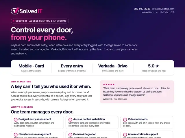 Preview of the Solved IT Access Control & Intercoms service overview