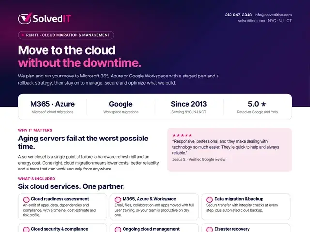 Preview of the Solved IT Cloud Migration & Management service overview