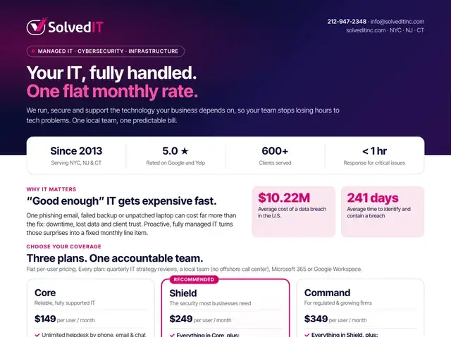 Preview of the Solved IT Managed IT Services service overview