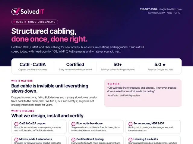 Preview of the Solved IT Structured Cabling service overview