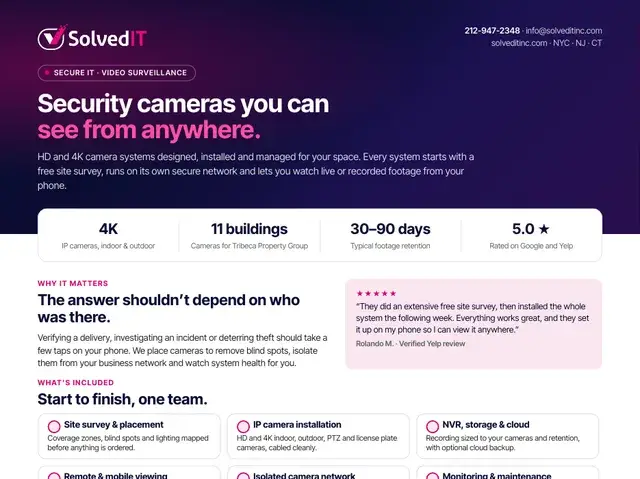 Preview of the Solved IT Video Surveillance service overview